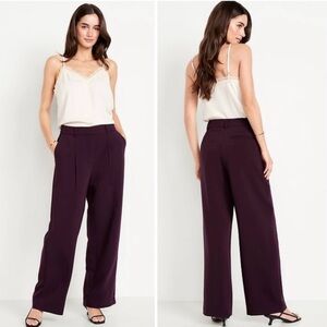 Old Navy High Waisted Taylor Wide-leg Trousers in Cabernet, petite medium, EUC